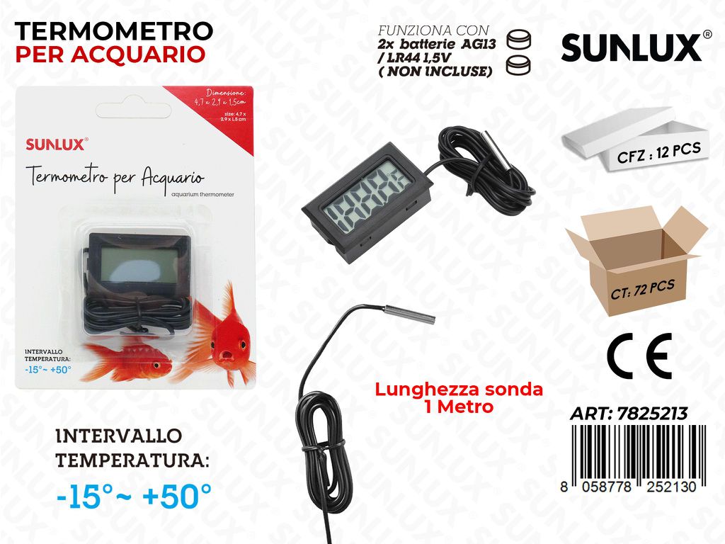 Sunlux Termometro per Acquario c/ Sonda 1MT