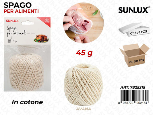 Sunlux Spago per Alimenti in Cotone Avana 45GR
