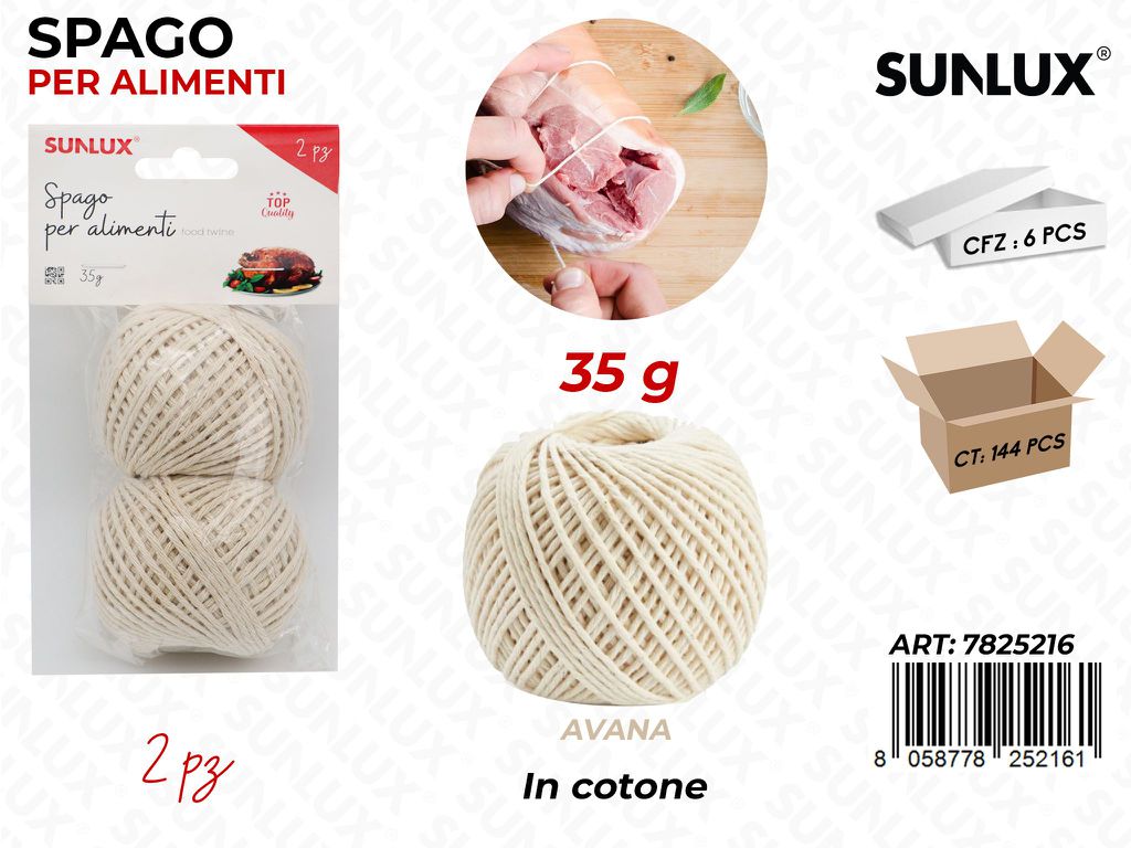 Sunlux Spago per Alimenti in Cotone Avana 2PCS 35GR
