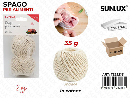 Sunlux Spago per Alimenti in Cotone Avana 2PCS 35GR