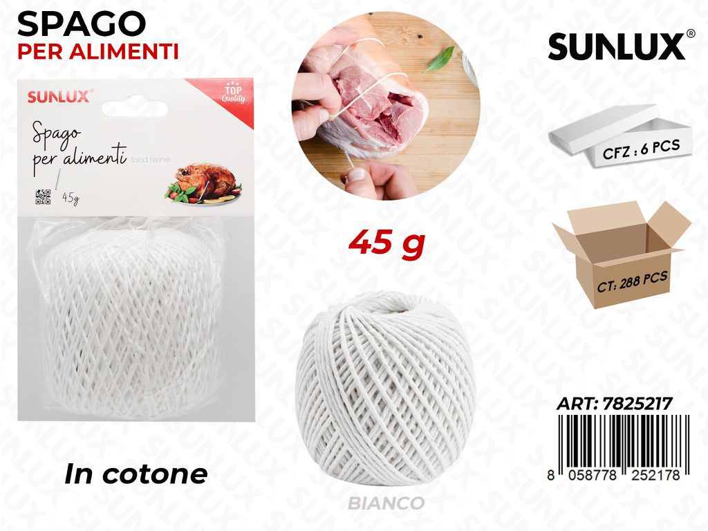 Sunlux Spago per Alimenti in Cotone Bia. 45GR