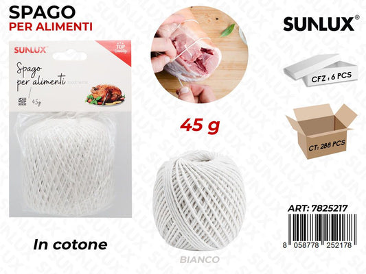 Sunlux Spago per Alimenti in Cotone Bia. 45GR
