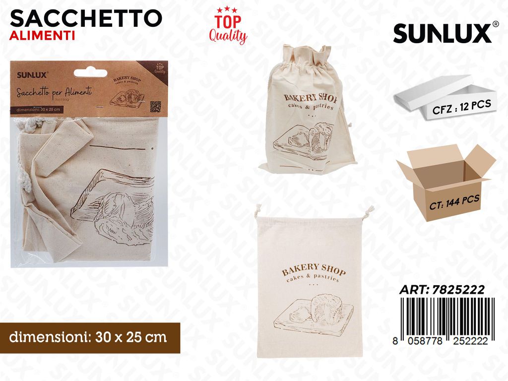 Sunlux Sacchetto per Alimenti Cotone 30*25CM