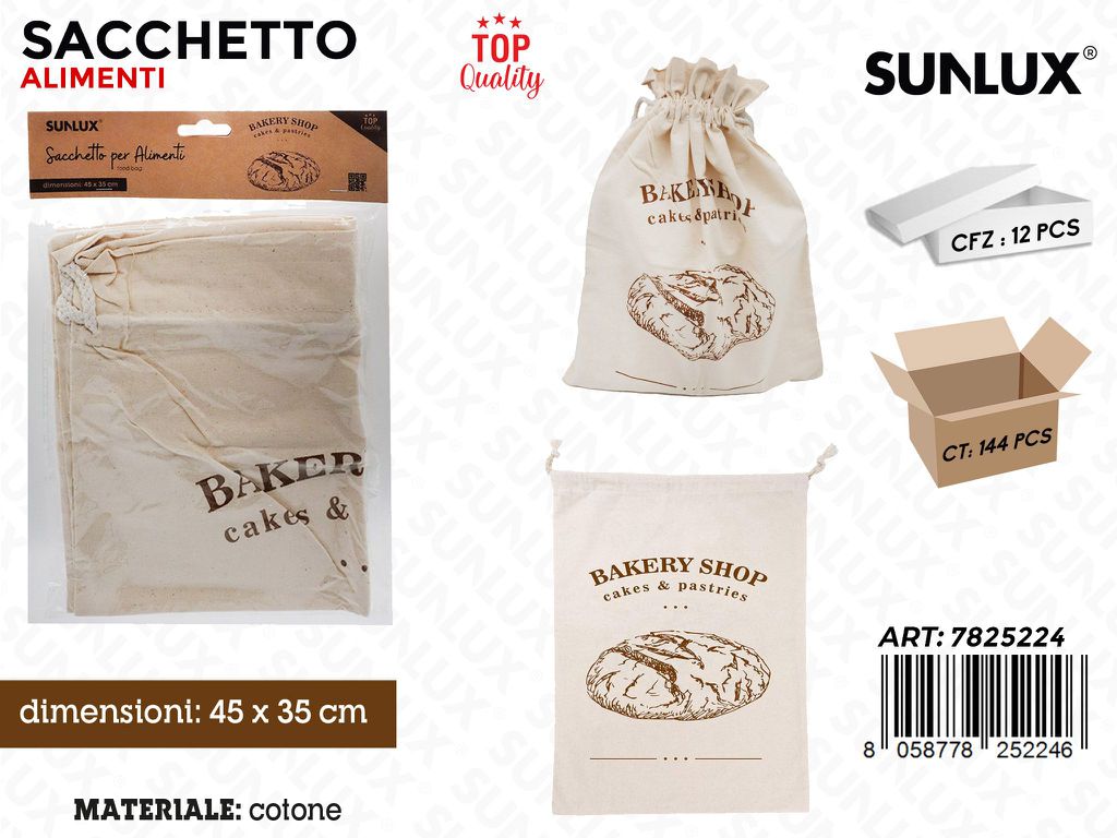 Sunlux Sacchetto per Alimenti Cotone 45*35CM