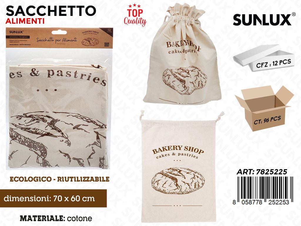 Sunlux Sacchetto per Alimenti Cotone 70*60CM