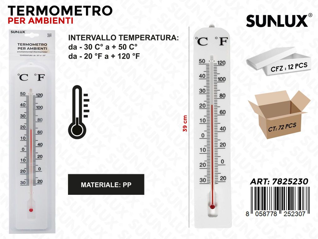Sunlux Termometro per Ambienti in Pp 39CM