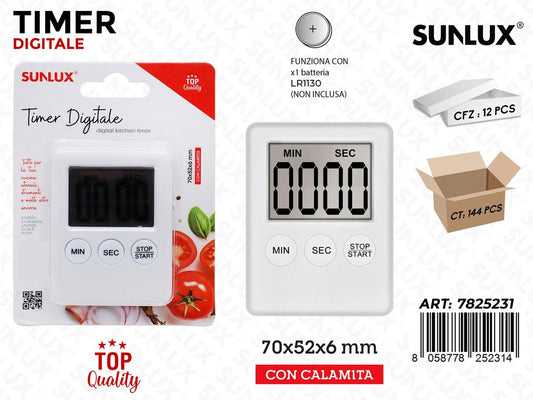 Sunlux Timer Digitale c/Calamita 70*52*6MM