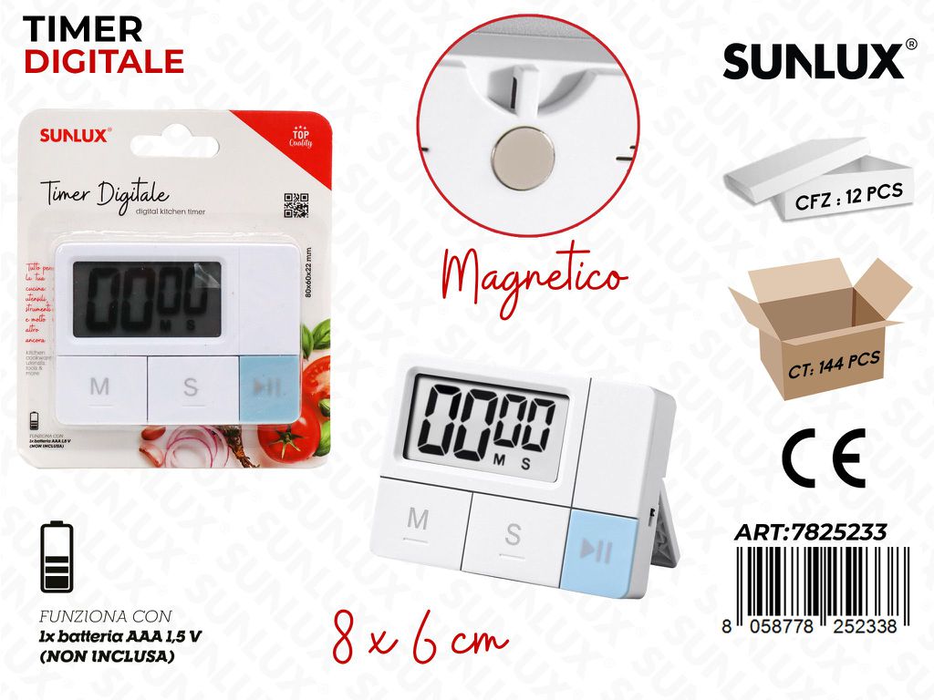 Sunlux Timer Digitale c/Calamita 8*6CM