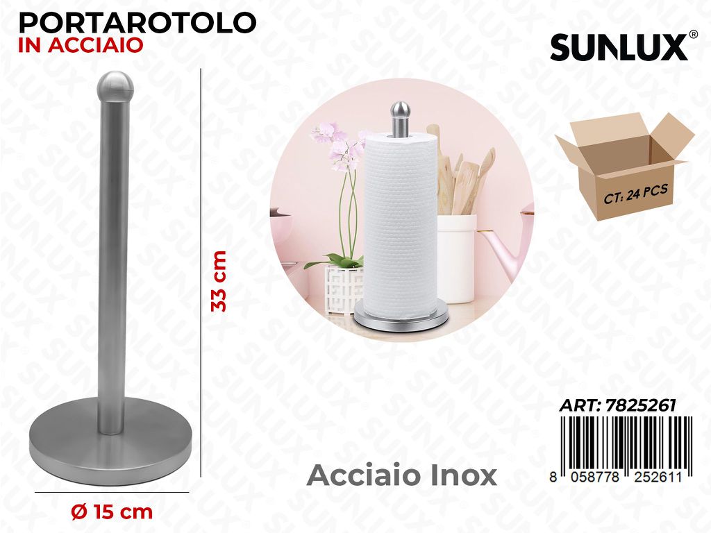 Sunlux Portarotolo in Acciaio Inox 15*33CM