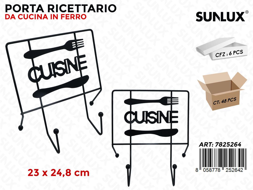 Sunlux Porta Ricette Cucina in Ferro 23*24.8CM