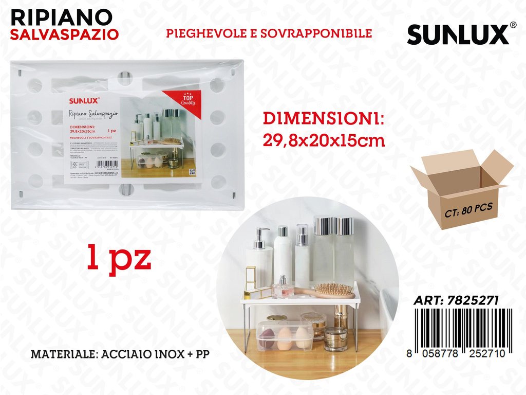 Sunlux Ripiano Salvaspazio Acc. Inox 29.8*20*15CM