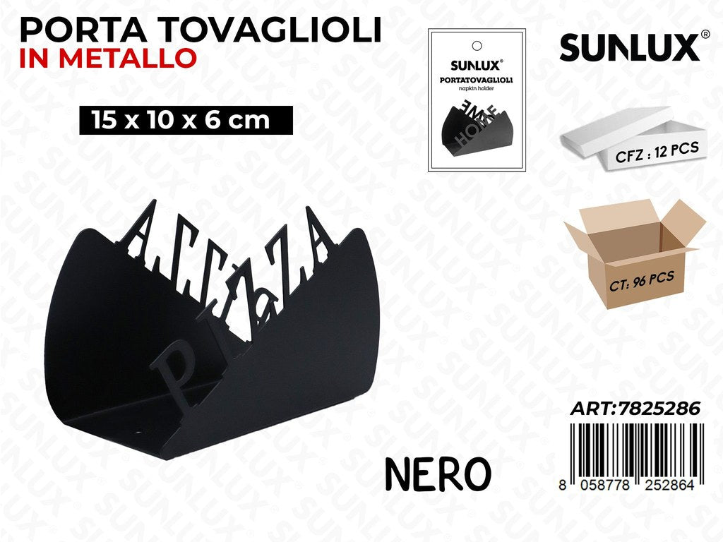 Sunlux Porta Tovaglioli Metallo Nero 15*10*6CM