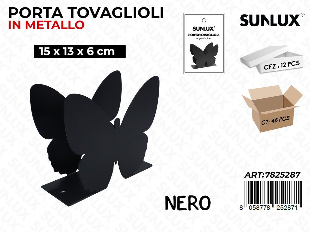 Sunlux Porta Tovaglioli Metallo Nero 15*13*6CM