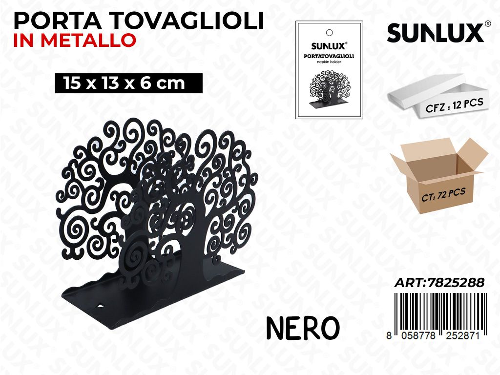 Sunlux Porta Tovaglioli Metallo Nero 15*13*6CM