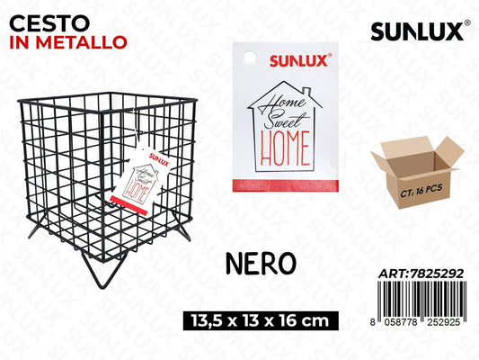 Sunlux Cesto in Metallo Nero 13.5*13*16CM