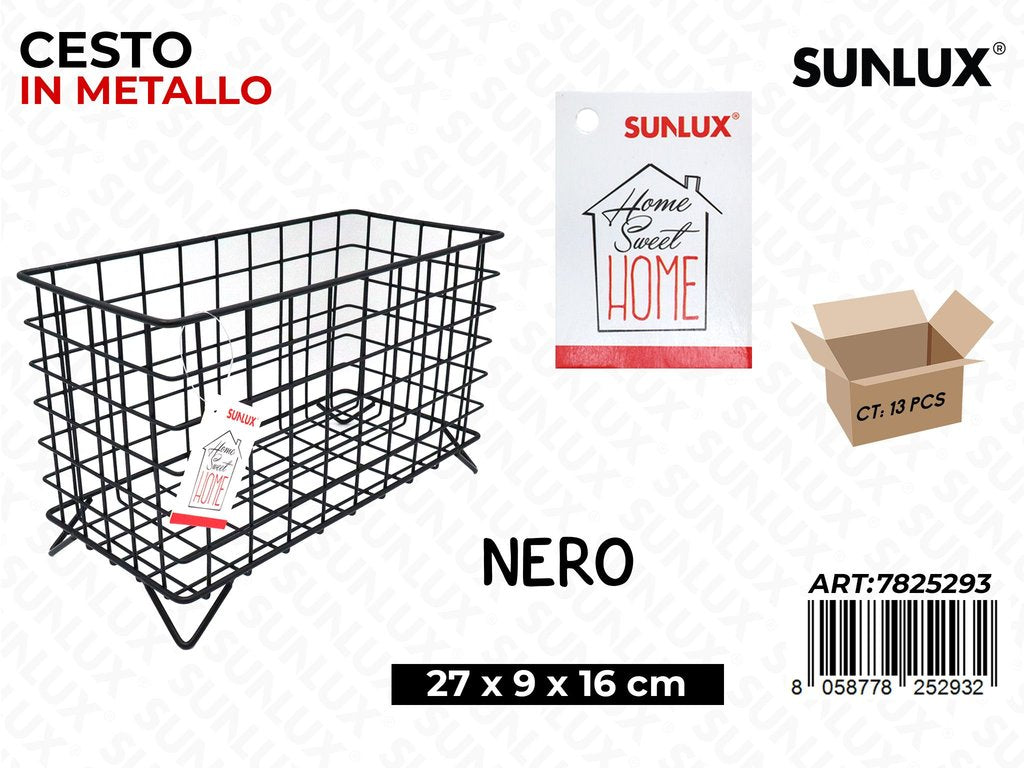 Sunlux Cesto in Metallo Nero 27*9*16CM