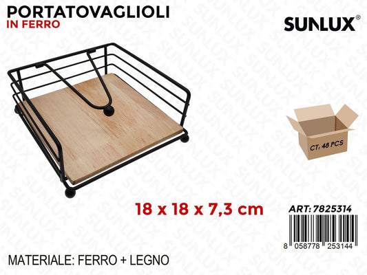 Sunlux Porta Tovaglioli Ferro-legno 18*18*7.3CM