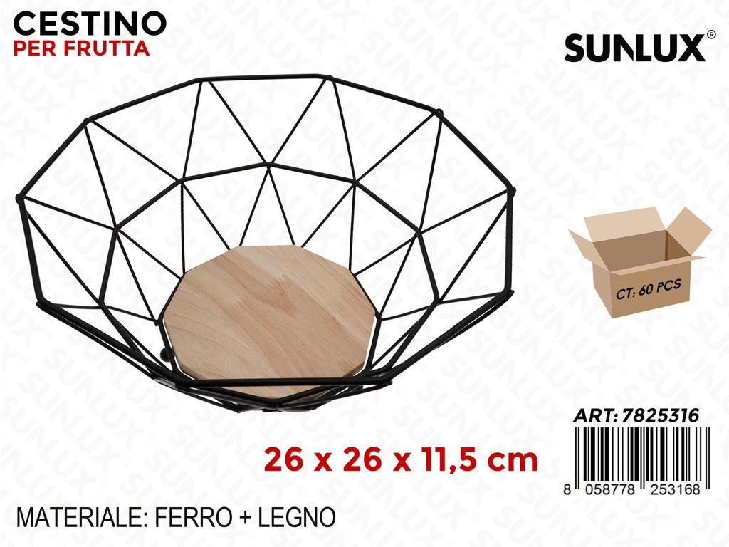 Sunlux Cestino Frutta Ferro-legno 26*26*11.5CM