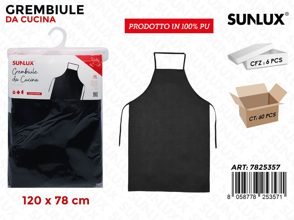 Sunlux Grembiule da Cucina Nero in Pu 120*78CM
