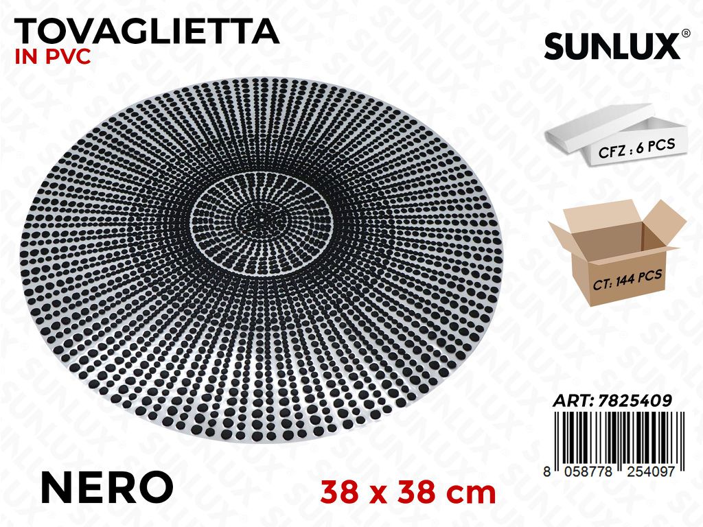 Sunlux Tovaglietta in Pvc Nero 38*38CM