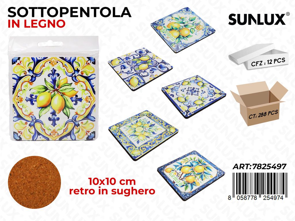 Sunlux Sottopentola in Legno Ass. 10*10CM