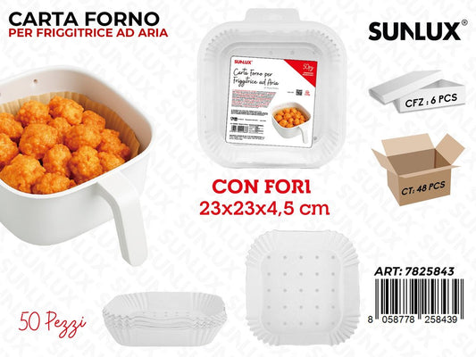 Sunlux Carta per Frigg Aria c/ Fori 50PCS 23*23*4.5CM