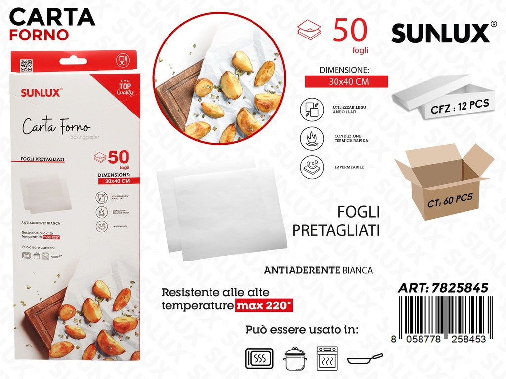 Sunlux Carta Forno Bianca 50PCS 30*40CM MAX220
