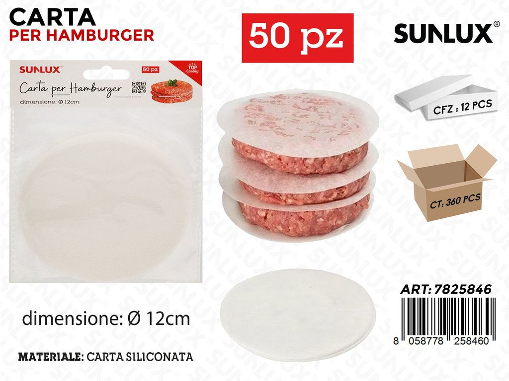 Sunlux Carta Hamburger Siliconata 50PCS D.12CM
