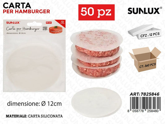 Sunlux Carta Hamburger Siliconata 50PCS D.12CM