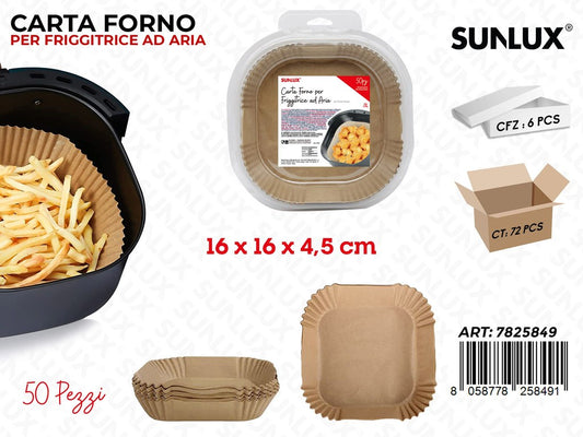Sunlux Carta Forno per Frigg. Aria 50PCS D.16*4.5CM