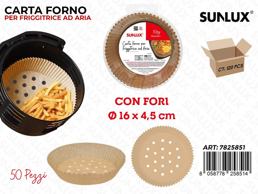 Sunlux Carta Forno c/Fori Frigg. Aria 50PCS D.16*4.5CM