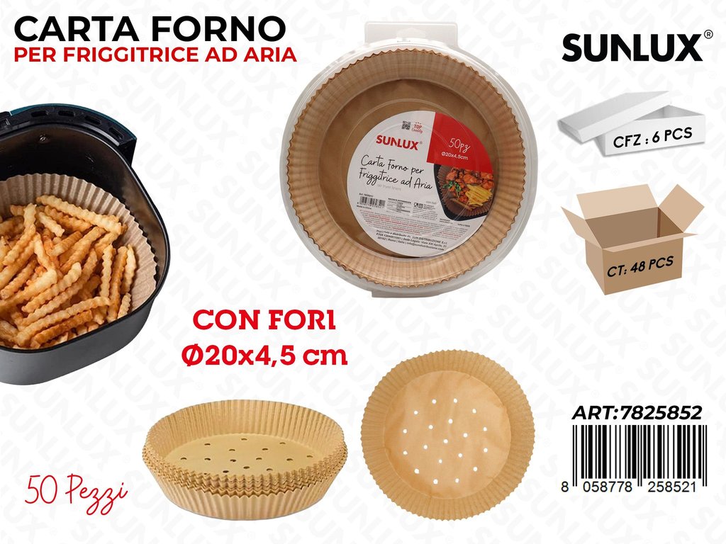 Sunlux Carta Forno Frigg. Aria 50PCS D.20*4.5CM / Pz da 6