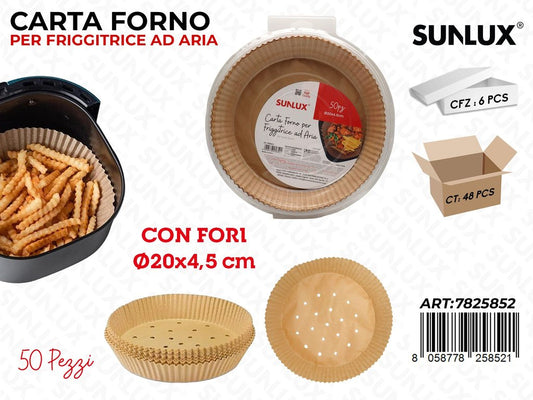 Sunlux Carta Forno Frigg. Aria 50PCS D.20*4.5CM / Pz da 6
