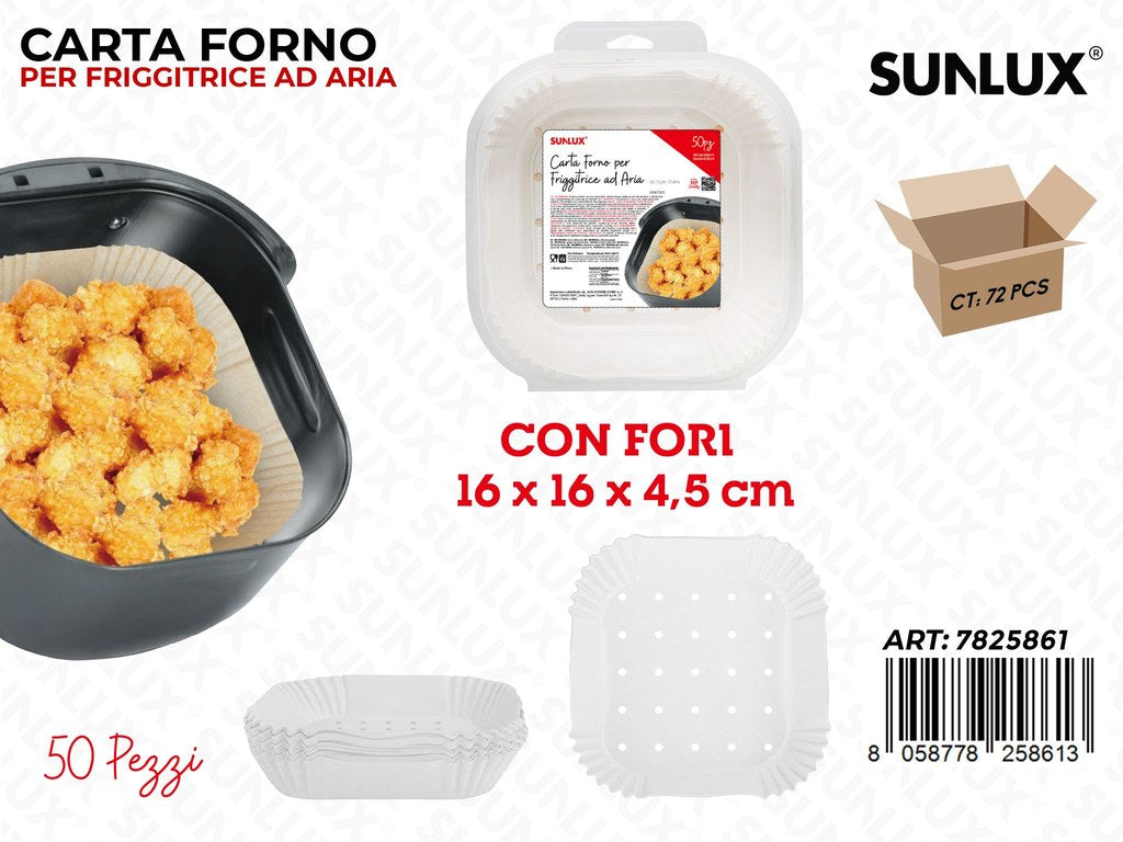 Sunlux Carta Forno Frigg. Aria c/Fori 50PCS 16*16*4.5CM