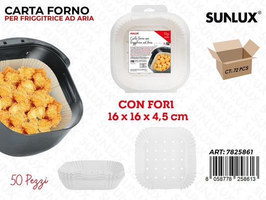 Sunlux Carta Forno Frigg. Aria c/Fori 50PCS 16*16*4.5CM