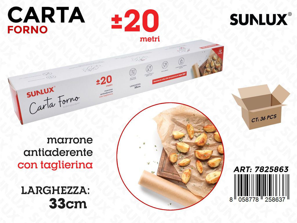 Sunlux Rotolo Carta Forno Marr. 33CM*20MT