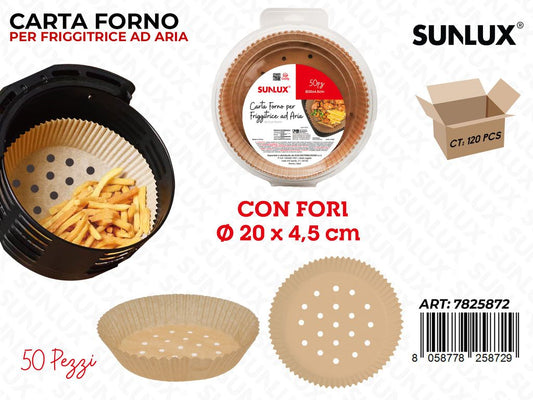 Sunlux Carta Forno Frigg. Aria c/Fori 50PCS D.20*4.5CM