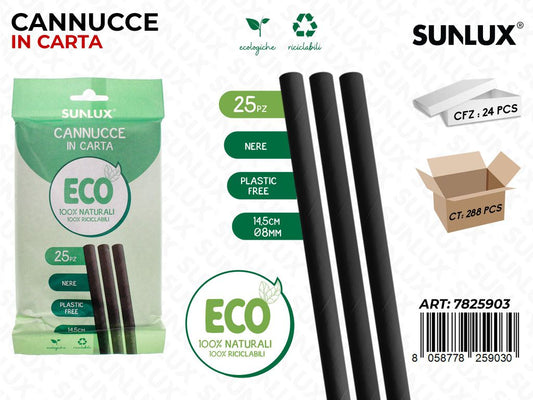 Sunlux Cannucce Carta Ne. D.8MM*14.5CM 25PCS/ Pz da 24