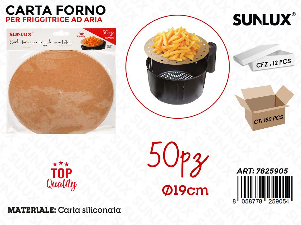 Sunlux Carta Forno per Frigg. Aria 50PCS D.19CM