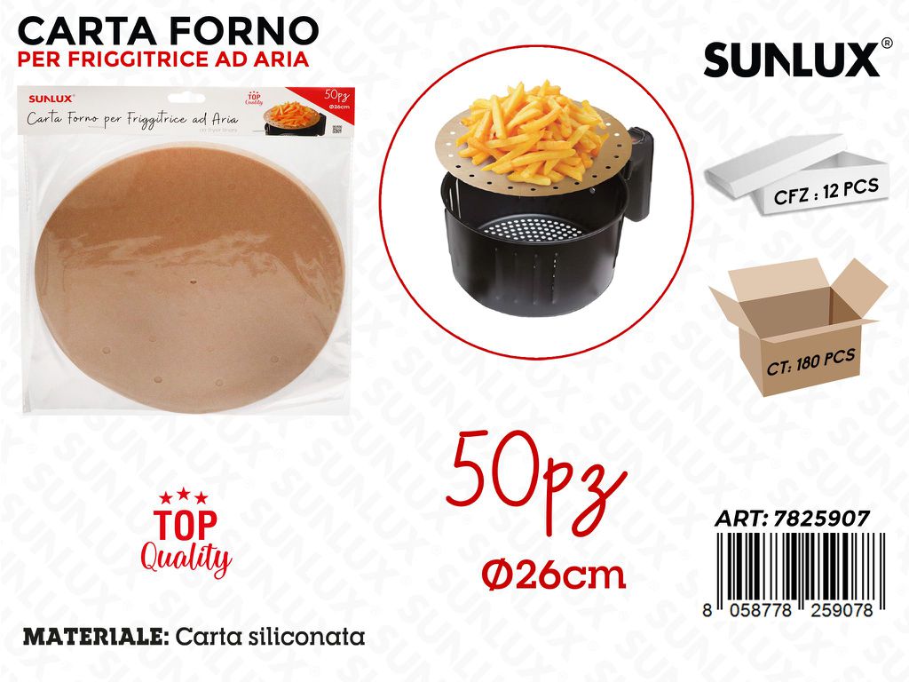 Sunlux Carta Forno per Frigg. Aria 50PCS D.26CM