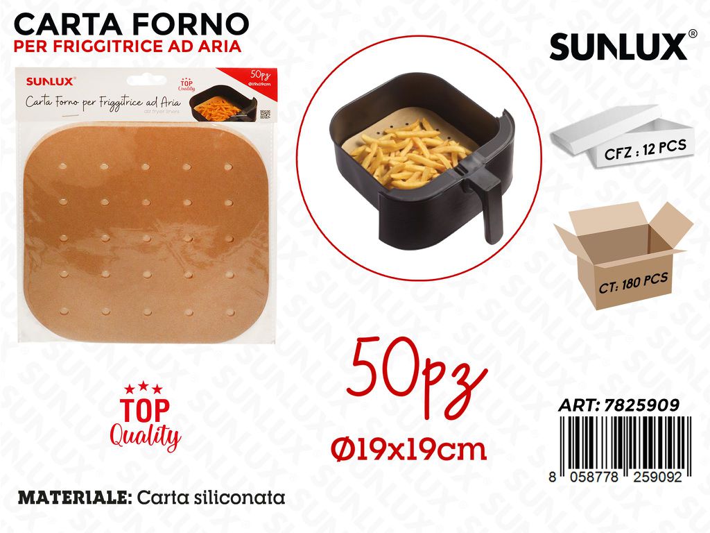 Sunlux Carta Forno per Frigg. Aria 50PCS 19*19CM