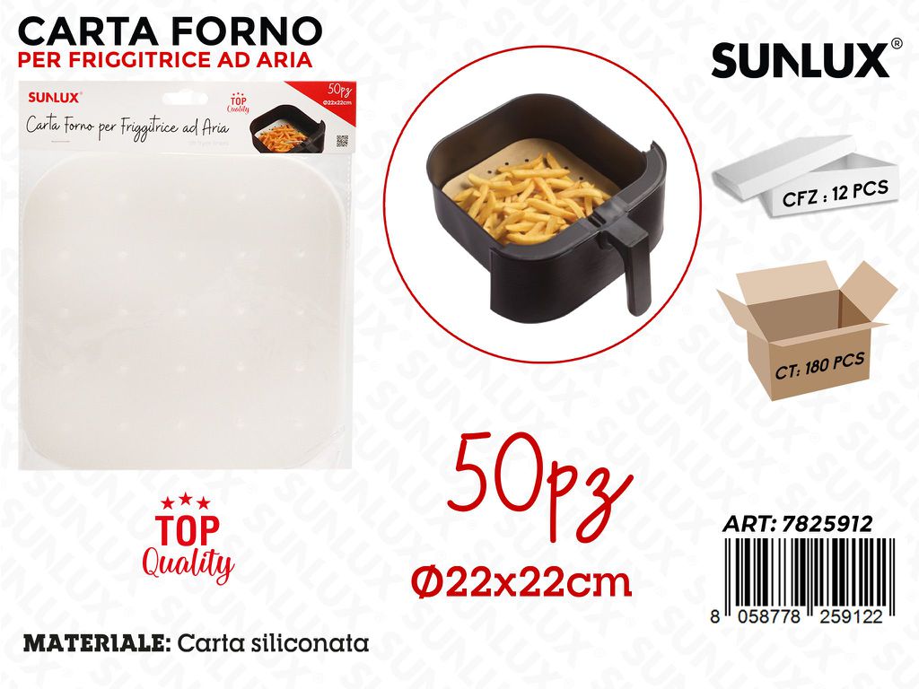 Sunlux Carta Forno per Frigg. Aria 50PCS 22*22CM