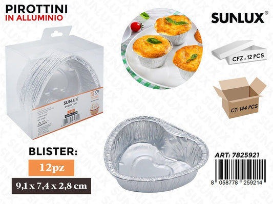 Sunlux Pirottini in Alluminio 12PCS 9.1*7.4*2.8CM