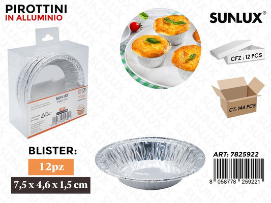 Sunlux Pirottini in Alluminio 12PCS 7.5*4.6*1.5CM