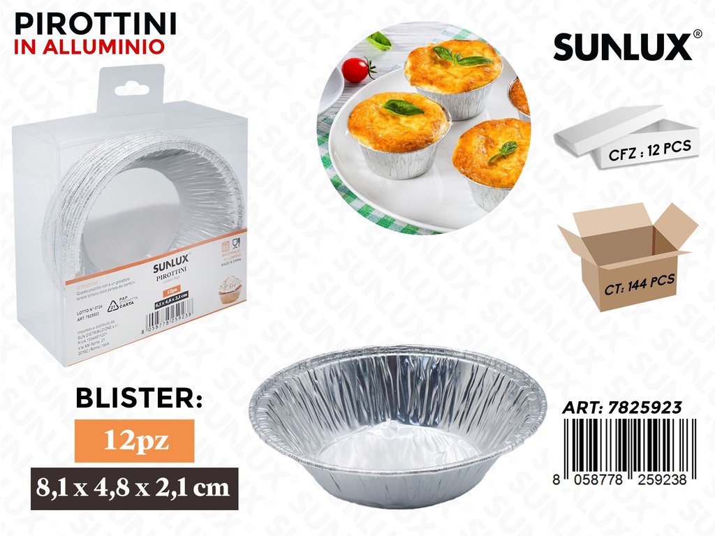 Sunlux Pirottini in Alluminio 12PCS 8.1*4.8*2.1CM