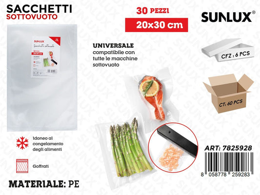 Sunlux Sacchetti Sottovuoto Pe 30PCS 20*30CM/ Pz da 6