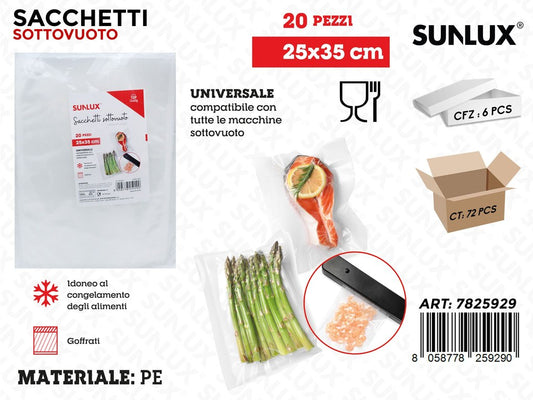 Sunlux Sacchetti Sottovuoto Pe 20PCS 25*35CM