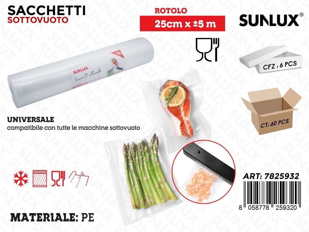 Sunlux Rotolo Sottovuoto Pe 25CM*5M