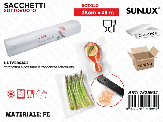 Sunlux Rotolo Sottovuoto Pe 25CM*5M