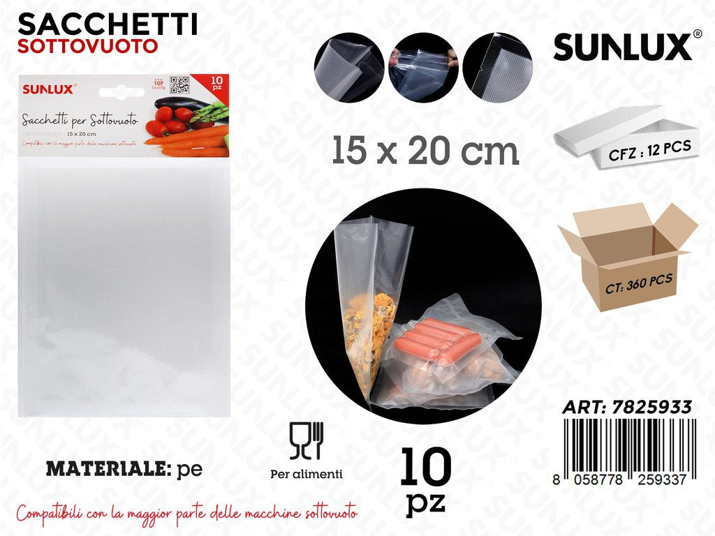 Sunlux Sacchetti Sottovuoto Pe 10PCS 15*20CM